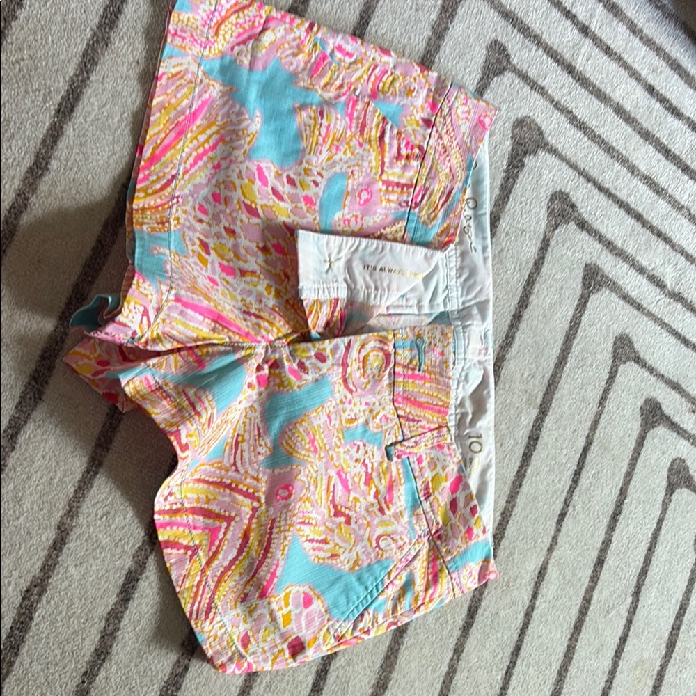 Lilly Pulitzer Pink and Blue Bermuda Shorts Vibrant Summer Style